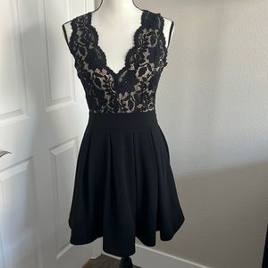 Fashion Nova Fit and Flare Black Lace Cocktail Dress